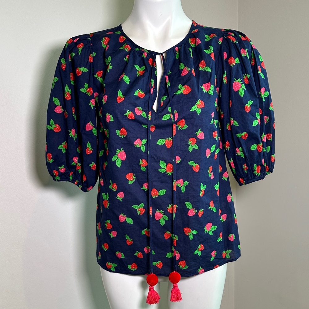 Kate Spade Dark Blue Top with Strawberry Pattern